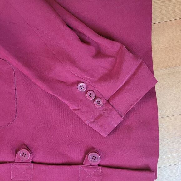 VTG 100% silk red blazer jacket size 12 office business old money quiet luxury - Picture 6 of 11